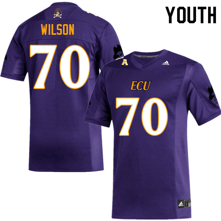 Youth #70 Zion Wilson ECU Pirates College Football Jerseys Sale-Purple - Click Image to Close